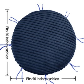 HOMBYS Fluffy Shaggy Cover for Papasan Chair Cushion, Plush Faux Fur Slipcover ONLY, (Without Cushion) Removable Soft Papasan Cushion Covers with 8 Ties, (Navy Blue, 55"x55")