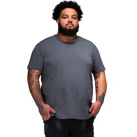 STRONGSIZE Men's Big and Tall Shirts – Stretch T-Shirt for Casual Wear Regular Length Heather Charcoal 8XL