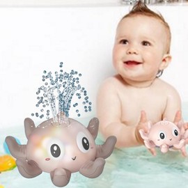 Baby Bath Toys Sprinkler, Light Up Octopus Kids Bath Toys for Babies 6-12 12-18 Months,Bathtub Floating Swimming Toy, Baby Pool Water Play Toy,Gift for 1 Year Old Boys Girls Birthday Gifts（Pink）