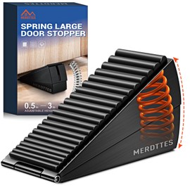Upgrade Strongest Spring Large Door Stoppers - Heavy Duty Door Stopper Wedge, 3 in Tall Door Stoppers for Bottom of Doors, Rubber Door Stop for Extra Strong Grip Metal Doorstop Suits Any Heavy Door