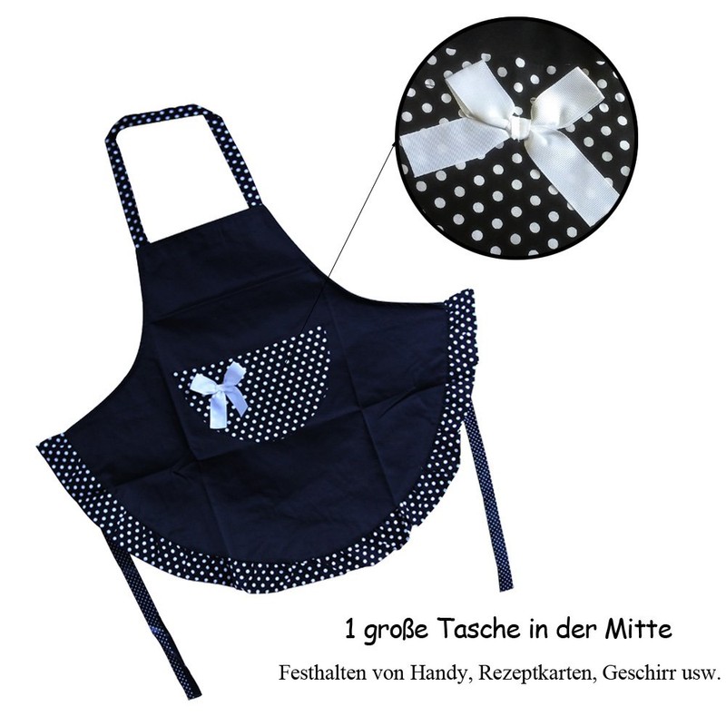 Hanerdun Women's Apron Cooking Apron Kitchen Apron with Pockets Bow