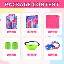 80s Shirt and Shorts Set Outfits for Men Movie Costume 90s Rocker Disco Tracksuit Full Zip Athletic Jogging Suit