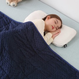 Sivio Weighted Blanket, Minky Dots Weighted Blanket,Soft and Cozy Cooling Heavy Blanket, Calm and Nap, School and Home, 3lbs, 36 x 48inches, Navy Blue