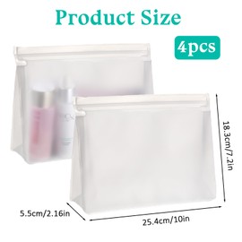 4 Pack Leakproof Clear Toiletry Bags, Cosmetic Bags, Reusable and Easy to Clean, TSA Approved Travel Toiletry Bag, Carry on Airport Airline Compliant Bag, 10 * 7.2in
