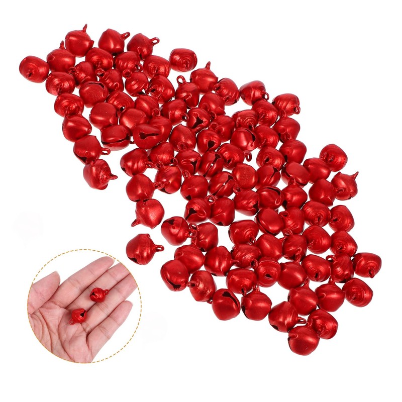 Hohopeti 100pcs Aluminum Christmas Bells for Crafting Jingle Bells Red