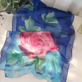 Pokeedioty Scarfs for Women Lightweight Fashion Scarves Elegant Floral Pattern Sheer Scarfs (Y-163)