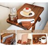 Couch Arm Table,DUBLEYONG,Acacia Wood Sofa Arm Tray with Couch Cup