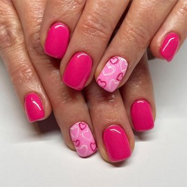 Kabwea False Nails for Sticking, Pack of 24 Fingernails in 12 Sizes, Ideal for DIY Manicure, Valentine Press on Nails