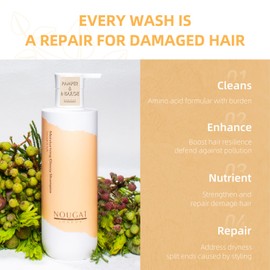 NOUGAT Moisturising Glossy Shampoo, Deep Repair & Nourish with Amino Acid and Vitamins, for Dry and Damaged Hair, SLS & Paraben Free