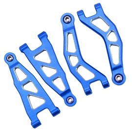 Aluminum Alloy Front Upper Swing Arm & Front Lower Swing Arm Upgrade Parts for ARRMA 1/18 Granite GROM/Typhon GROM (Blue)