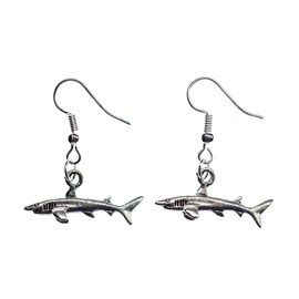 Miniblings Shark Earrings Shark Earrings Sharks White Shark Teeth Jaws Predator Silver - Handmade Fashion Jewellery I Earrings Silver Plated, Metal