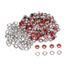 Kozelo Grommets Kit 100set-[4mm 1/6" Hole] Metal Eyelets Grommet Tool for Shoes Clothes DIY Project Use, Tiny Grommet, Red