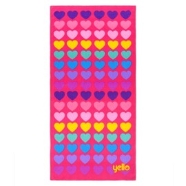 Yello Lightweight Heart Beach Towel for Kids and Adults
