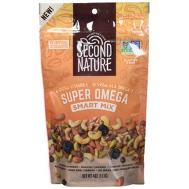 Second Nature Super Omega Smart Snack Mix - 4 oz Individual Snack Packs (Pack of 6) - Certified Gluten-Free Snack, Ideal for Travel Snacks