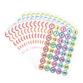 Number Labels Stickers 1 Inch Round 1-40 Polka Dot 520 Pcs Colorful Labels Stickers for Office and Classroom