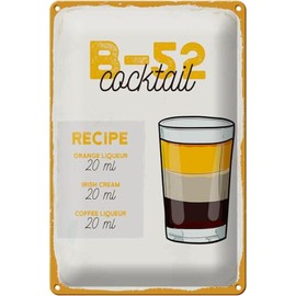 Metal Sign 30 x 20 cm B-52 Cocktail Recipe Orange DekoNo7