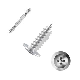 ANCHOREASE #8×3/4″ Wood Screw 300Pcs, 410 Stainless Steel Standard Thread Screws, Truss Head Phillips Fast Self Tapping Screws
