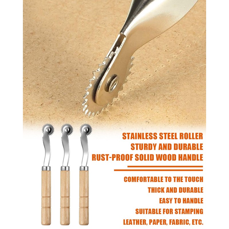 QLEUIFT 3 x 2 mm Nerve Wheel with Wooden Handle,