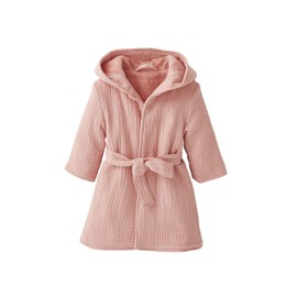 Vertbaudet Organic Collection: Baby Animal Muslin Bathrobe, pink