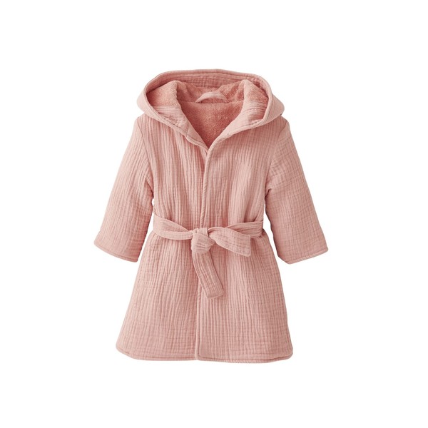 Vertbaudet Organic Collection: Baby Animal Muslin Bathrobe, pink