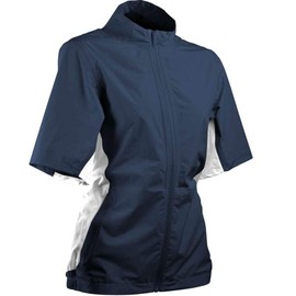 Sun Mountain 2021 Women's Monsoon Short-Sleeve Golf Jacket (Navy-White, L)