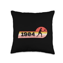 Tennisplayer women Vintage 1984 Birthday Tennis-Balls Tennis Throw Pillow