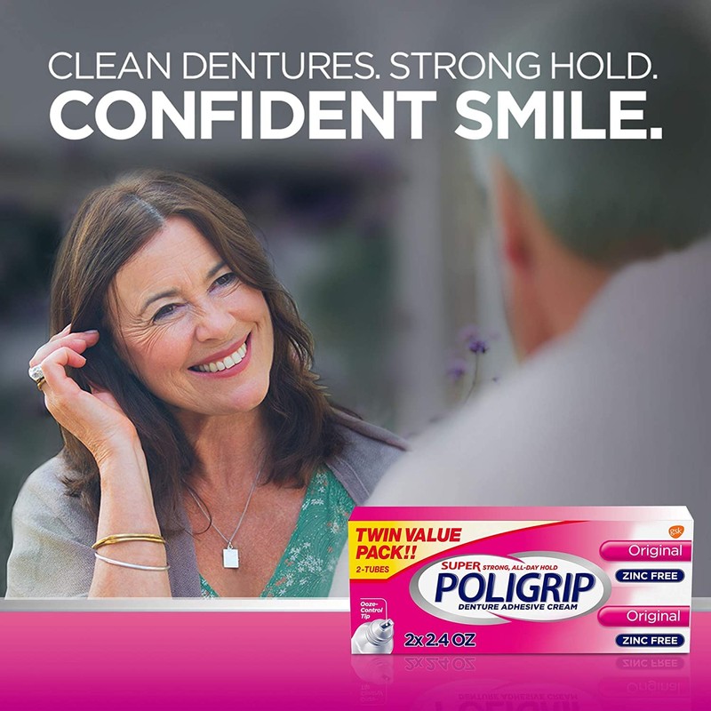 SUPER POLIGRIP Denture Adhesive Cream Original 2.40 oz (Pack of
