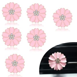 HungMieh 6PCS Car Accessories for Women, Flower Car Air Vent Clips Air Conditioner Outlet Decoration Car Interior Decor Charm, Pink Daisy Flower