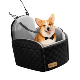 Mavora Max (Up to 35lbs Small/Medium Dog Car Seat Booster Dog Seat for Car Portable with Adjustable Seatbelts Puppy Travel Carrier for SUV,Truck, with Memory Foam Cushion (Black/Grey)