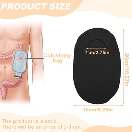 NHQZ NHQ Ostomy Bag Cover, Stoma Shower Cover, Pack of 2 Ostomy Bag Cover, Washable, Removable, Protective Ostomy Bag Insert for Colostomy Bags, Ostomy Accessories, black