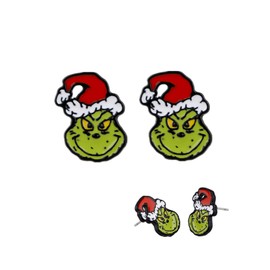 1Pair Dr Seus Classic Christmas Grich Earring Stud, Nightmare Before Christmas Ear Studs for men and Women (2)