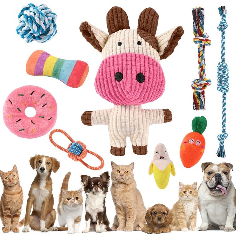 AMFUN 9 Stück Hundespielzeug Set, Hundespielzeu Kleine Hunde, Plüsch Hundespielzeg