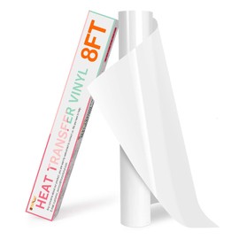 HTV Vinyl Rolls Heat Transfer Vinyl - 12" x 8ft White HTV Vinyl for Shirts, Iron on Vinyl for Cricut & Cameo - Easy to Cut & Weed for Heat Vinyl Design (White)