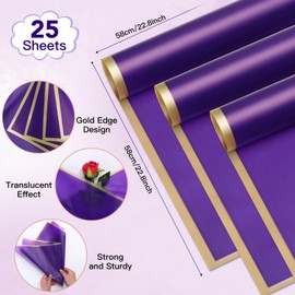 25 Sheets Purple Bouquet Wrapping Paper Christmas Flower Wrapping Paper Waterproof Floral Wrapping Paper for Florist Supplies Birthday Party Gift Box Packaging DIY Crafts