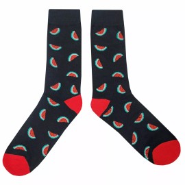 Sockfly NWT Simple Watermelon Dress Socks Novelty Men 8-12 Black Crazy Fun Sockfly