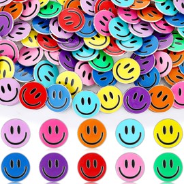 Ecation 100 Pieces Smile Lapel Pin 1.25 Inch Smile Pinback Buttons Funny Pins Metal Pins Bulk for Clothes Hats Ties Backpacks Accessories, 10 Assorted Colors