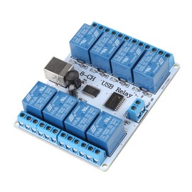 8-Channel 12V USB Relay Board, 8-Channel 12VDC Type-B USB Relay Board Module Controller for Automation Robotics