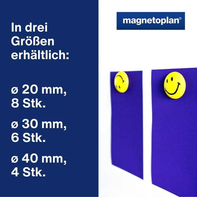 magnetoplan Smiley Face Magnets Diameter 40 mm Pack of 6,