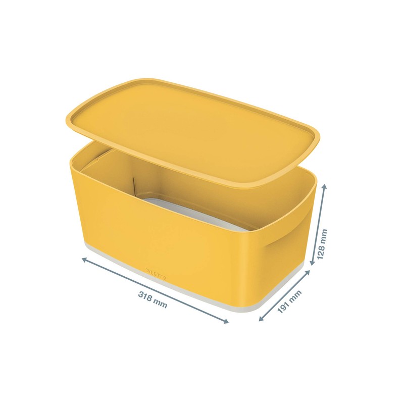 Leitz MyBox Small Storage Box with Lid, Warm Yellow, Cosy