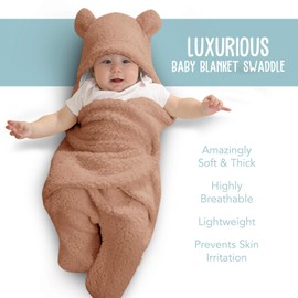 BlueMello BlueMello Baby Swaddle Blanket | Ultra-Soft Plush Essential for Infants 0-6 Months | Receiving Swaddling Wrap Brown | Ideal Newborn Registry and Toddler Boy Accessories | Perfect Baby Girl Shower Gift