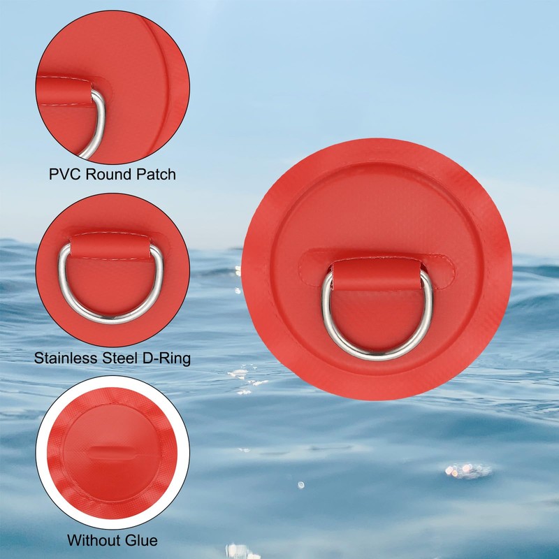 PATIKIL 3.1" Paddle Board D Rings, 4 Pcs Stainless Steel