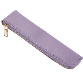 GORGECRAFT PU Leather Pencil Case Slim Design Soft Small Aesthetic Pen Pouch Stationery Storage Bag Solid Color Portable Zipper Cosmetic Bag for Pen Pencils Markers Back to School Gifts (Plum)