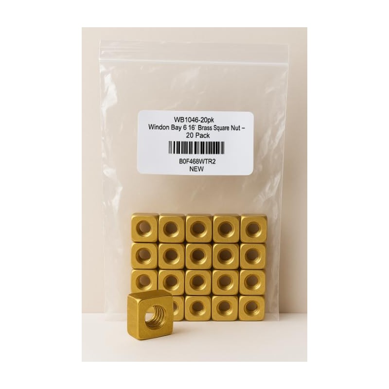 WINDON BAY 5/16" Brass Square Nuts – 20 Pack |