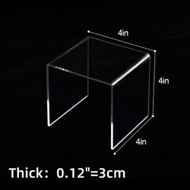 8 Pack Clear Acrylic Riser Square Display Stand For Cupcakes, Arts and Crafts (4x4x4inches)