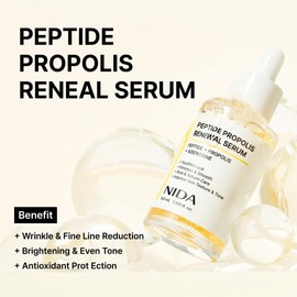 NIDA Peptide Propolis Renewal Serum Peptide Complex, Propolis Extract, Adenosine Youthful Look, Wrinkles, Fine Lines, Pore & Sebum Care 1.69 fl.oz., 50ml