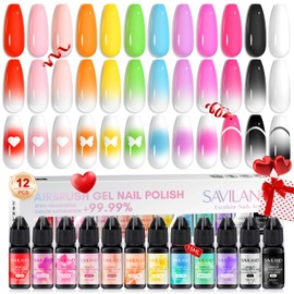 SAVILAND SAVILAND Airbrush Gel Nail Polish: 12 vitality Colors Set with Fine Mist Nail for Color Spray Perfect Nail Polish Nail Art Design