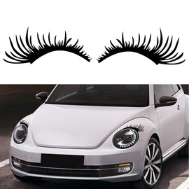 TOMALL 2Pcs Car Headlight Eyelashes Stickers Waterproof Personality Cute Decoration Fake Eyelash Decals for Car Truck Headlamp Headlight (Black)