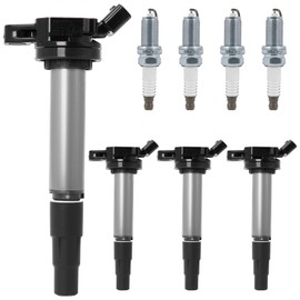 Ignition Coil Pack UF596 and Iridium Spark Plug 4912 Compatible with Toyota Corolla Matrix Prius V Scion IM XD Lexus CT200h Pontiac Vibe 2009-2017 1.8L L4 UF619 90919-02258 by MCCKLE (4 Pack)