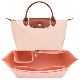 SMART DK Purse Organizer Insert for Longchamp Le Pliage Handbag Insert (PINK, S/8.26 * 5.11 * 6.69in)