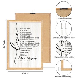 Vintage Rustic Bible Verse Framed Wall Art Set of 3, 16''×24'' Retro Positive Religious Christian Quotes Sign for God Jesus Christ Prayer, Cottagecore Holy Inspirational Catholic Scripture Decor